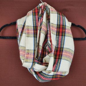 ALDO Red Cream Plaid Infinity Scarf OS